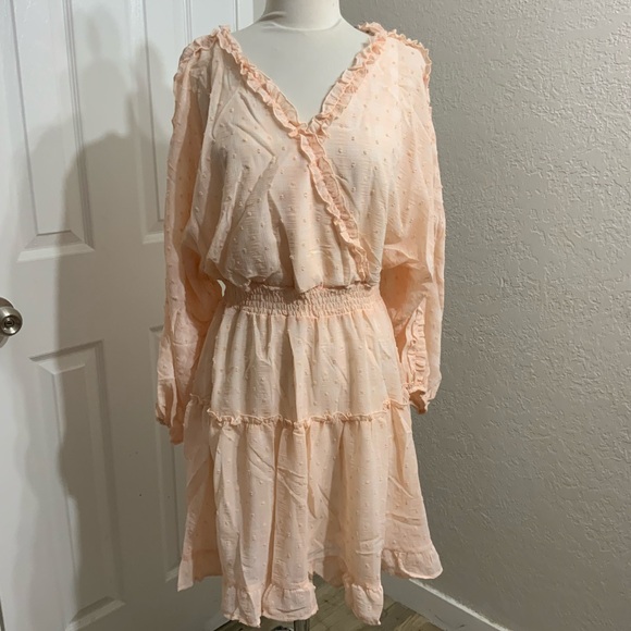 # 565 Elegant Peach Ruffle Dress - Picture 1 of 4